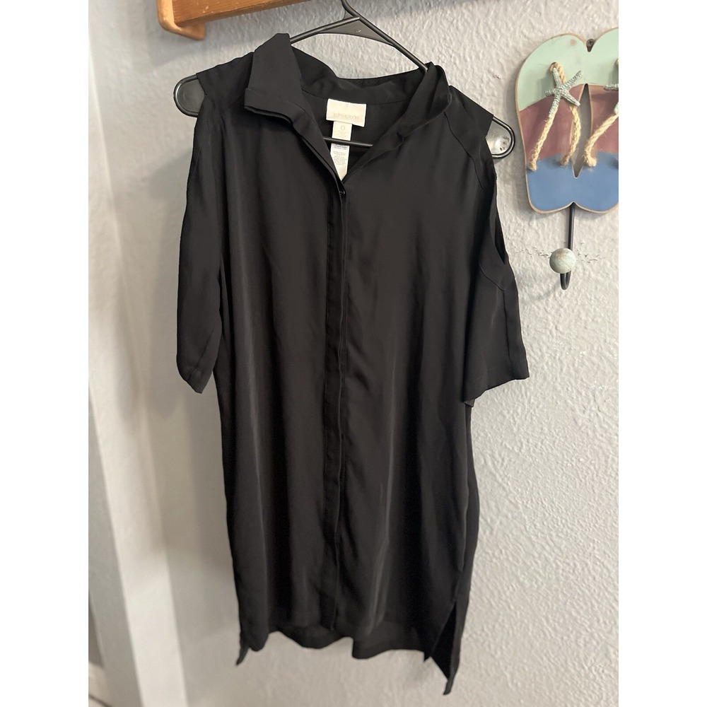 Chicos Black Dress Womens Size 0 Short Sleeve Button Up